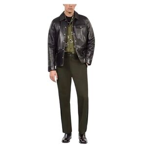 THE KOOPLES Mid-Rise Wide-Leg Trousers FR 48/ US 32 NWT Khaki Color black stripe